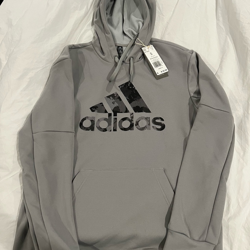 NWT Adidas Hoodie- grey- MGG - Big Bos